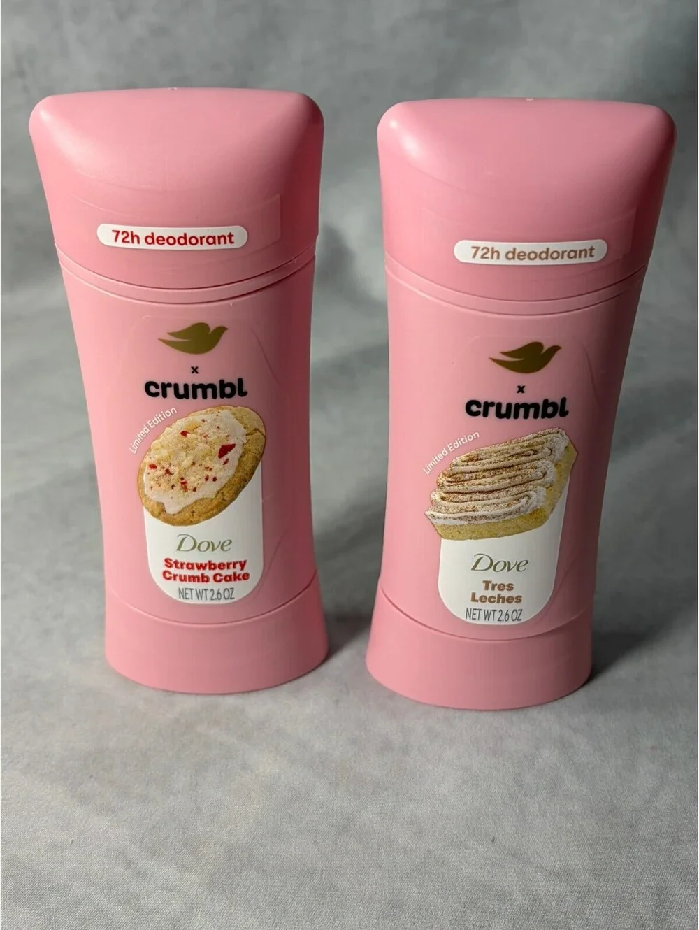 Dove x Crumbl Deodorant 2-Pack Strawberry Crumb Cake&Tres Leches Limited Edition
